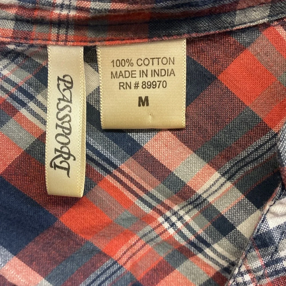 Passport Red and Blue Casual Button Down Shirt